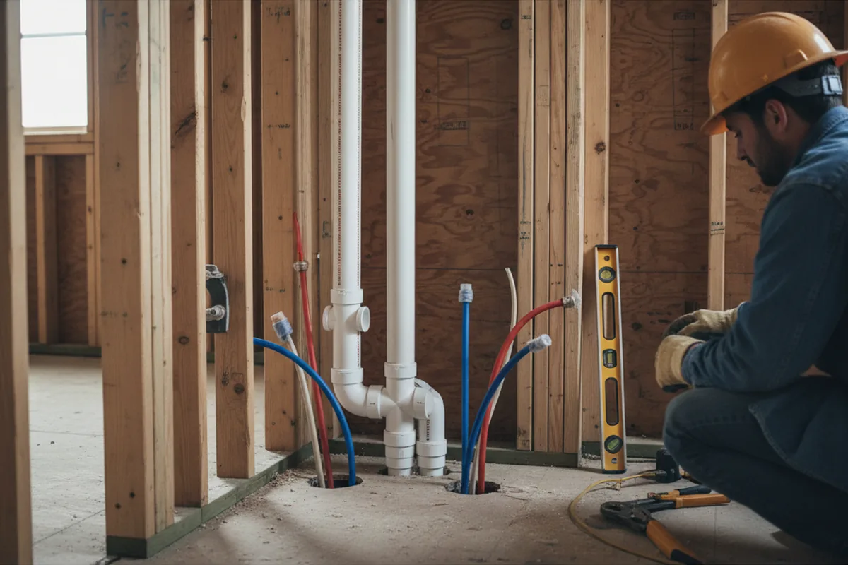 Drain and supply rough-in during Drain Cleaning in Schurz